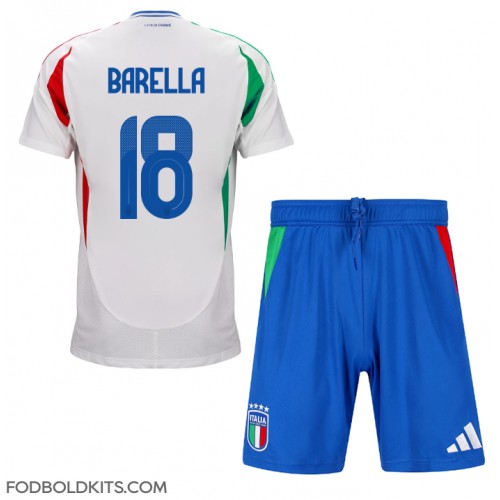 Italien Nicolo Barella #18 Udebanesæt Børn EM 2024 Kortærmet (+ Korte bukser)